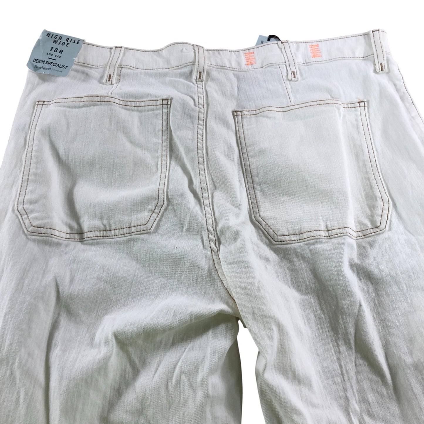 River Island High Rise Wide Leg Jeans Women's White Denim Specialist Size 16R