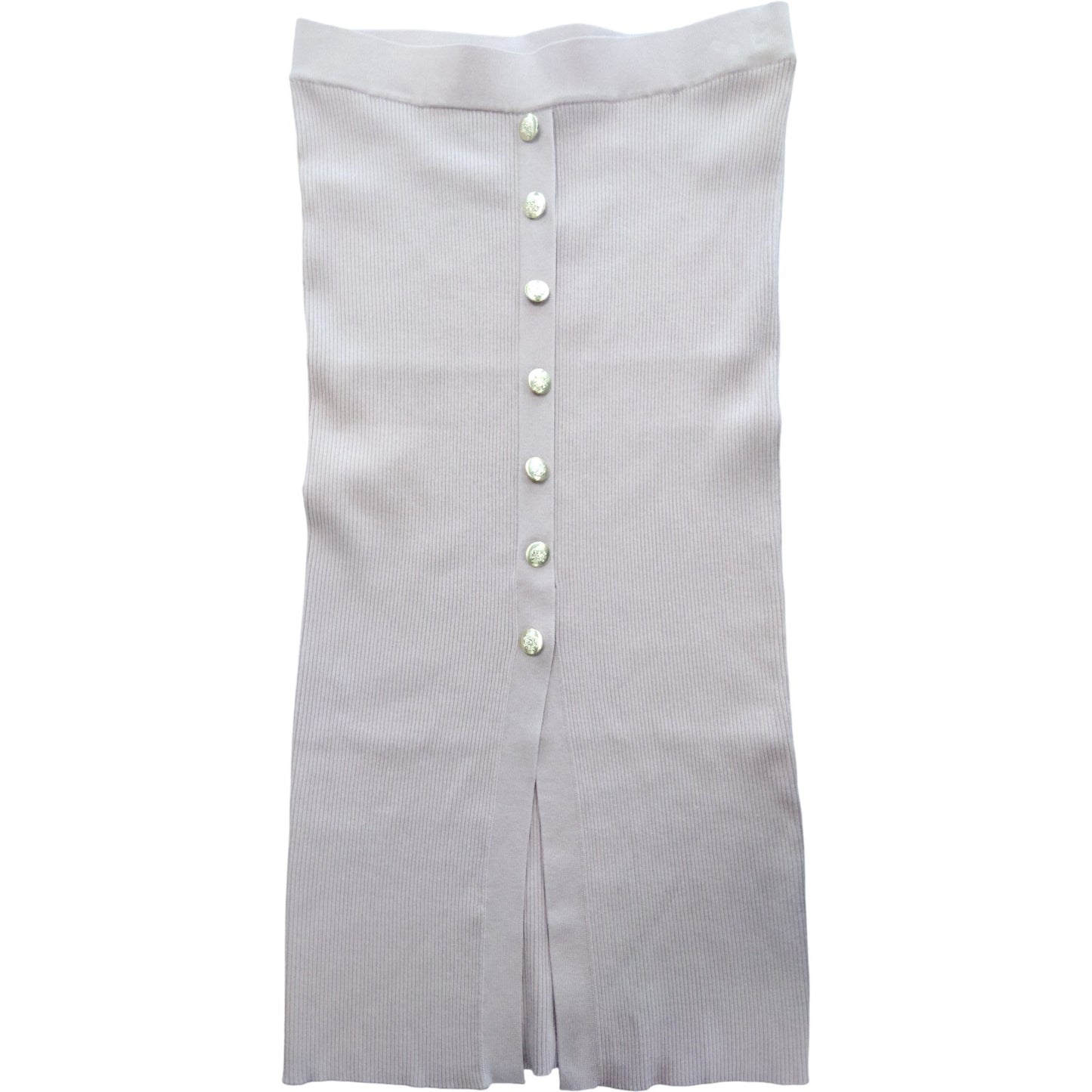 River Island Women's Ribbed Midi Skirt UK16 Blush Pink Button Detail