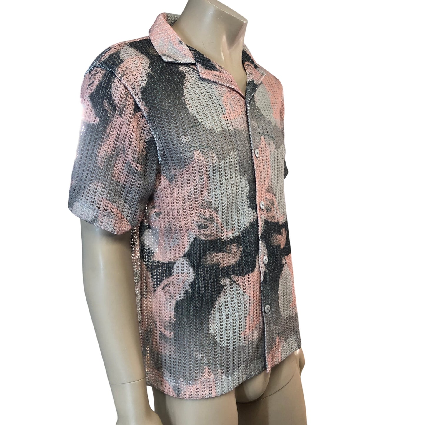 RIVER ISLAND Men's Short Sleeve Shirt Size S Pink Lightweight Casual Top