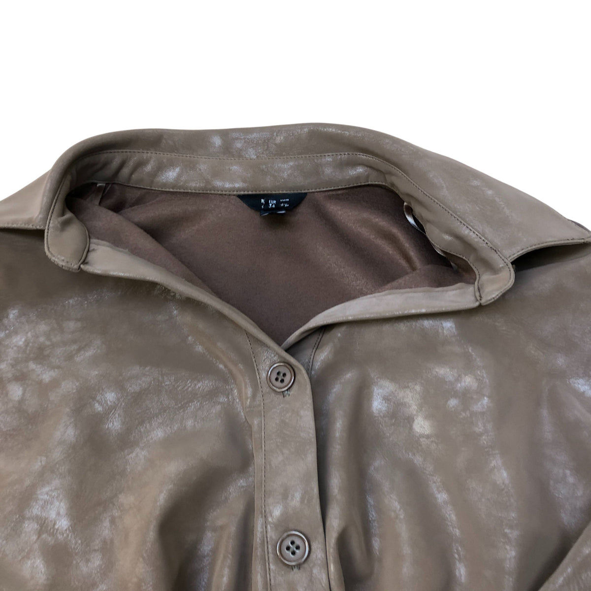 River Island Overshirt Jacket UK Size 8 Women's Brown Faux Leather Long Sleeve