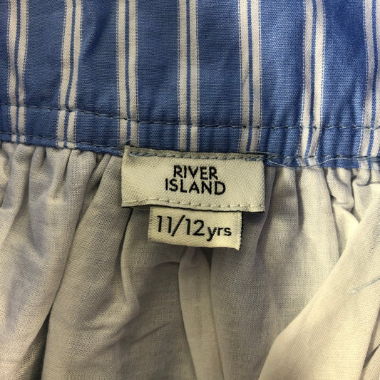 RIVER ISLAND Blue Striped Puff Ball Skirt Age 11 12 Years Girls Cotton