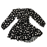 River Island Floral Print Dress Long Sleeve Black White Daisy 7 Years
