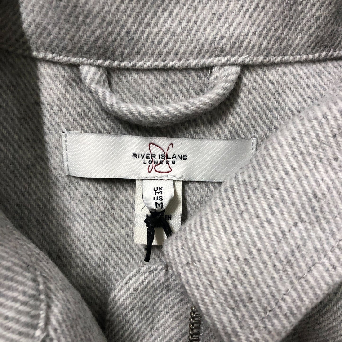 River Island Men's Casual Zip Jacket Grey Size M Wool Blend