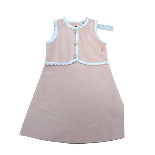 River Island Mini Girls Dress 12-18 Months Coral Pink Shell Trim Ribbed Style