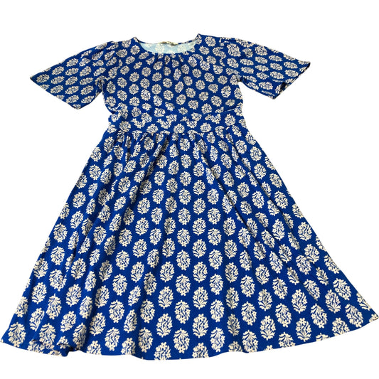 Floral Print Dress Women's Short Sleeve Blue Tencel Blend UK4