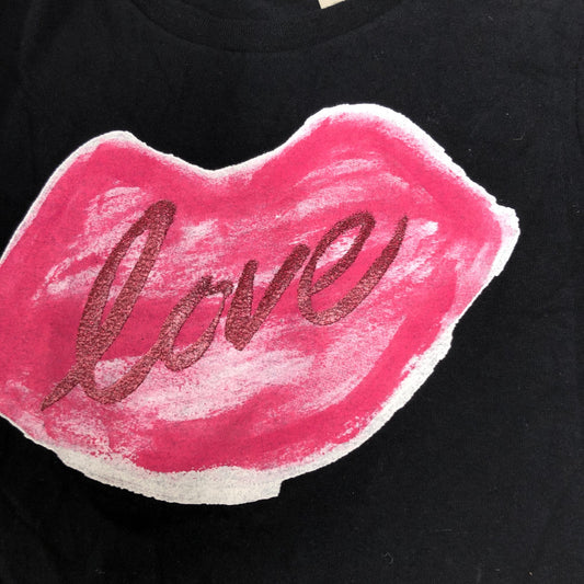 River Island Love Print T-Shirt Kids 5-6 Years Unisex Short Sleeve Black