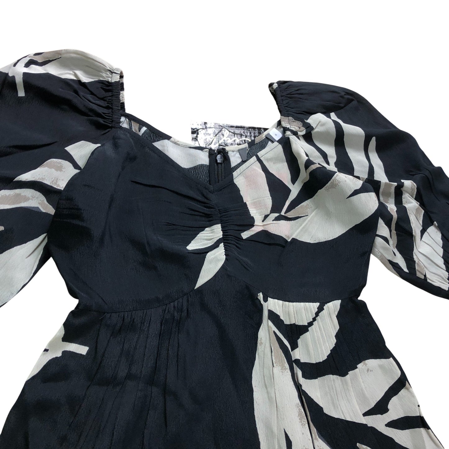 Branded Black Poppy Leaf Print Maxi Dress - Size 6