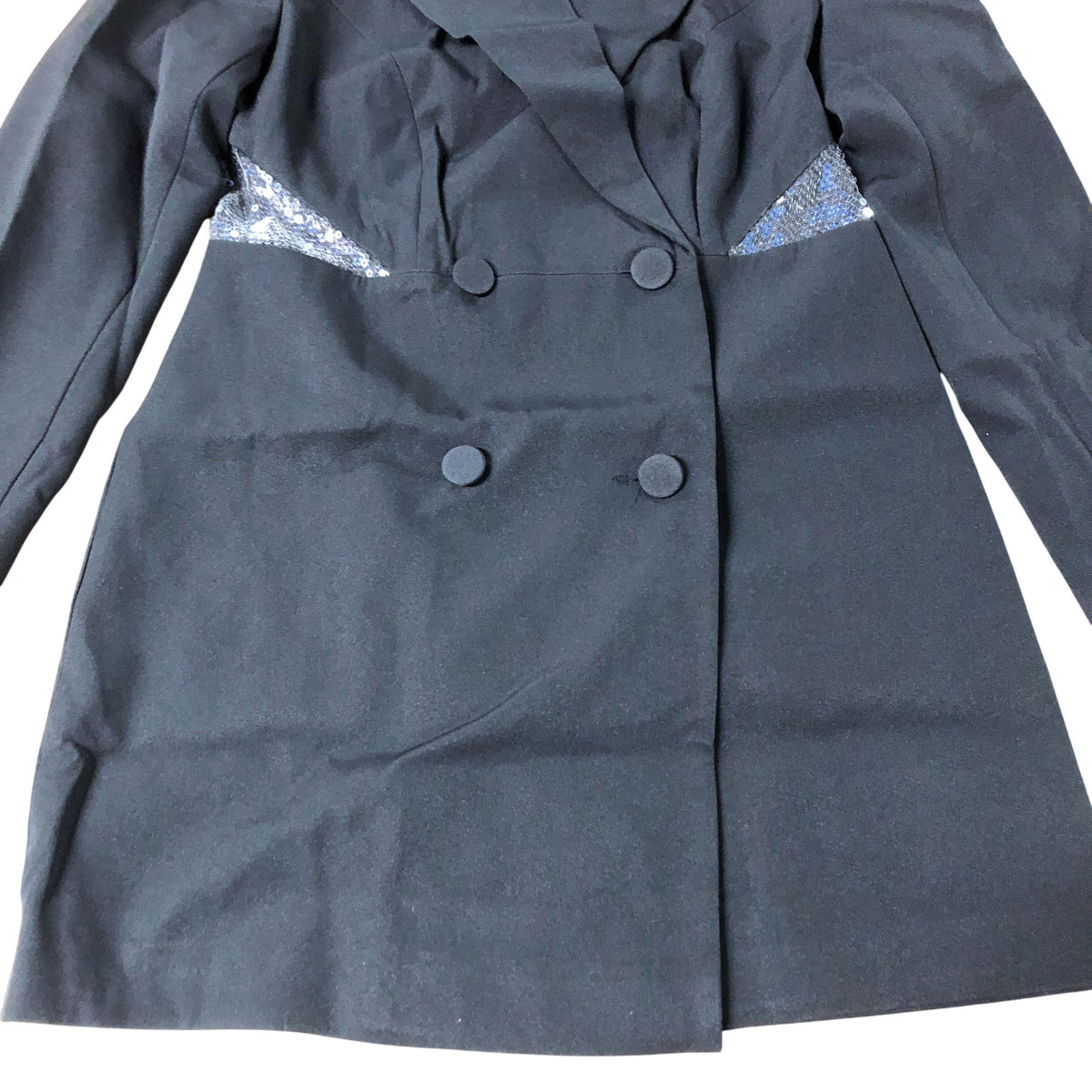 Black Double Breasted Jacket Women's Sequin Detail