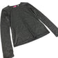 Long Sleeve Top Women's Stretch Ribbed Black Glitter Small