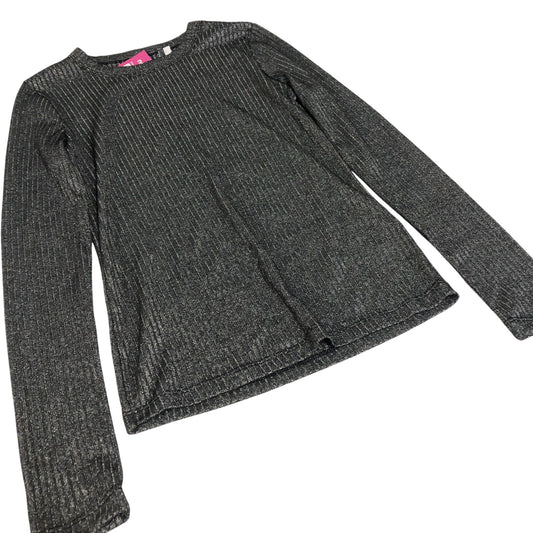 Long Sleeve Top Women's Stretch Ribbed Black Glitter Small