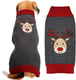 Grey Pet Dog Christmas Sweater Holiday Reindeer Design