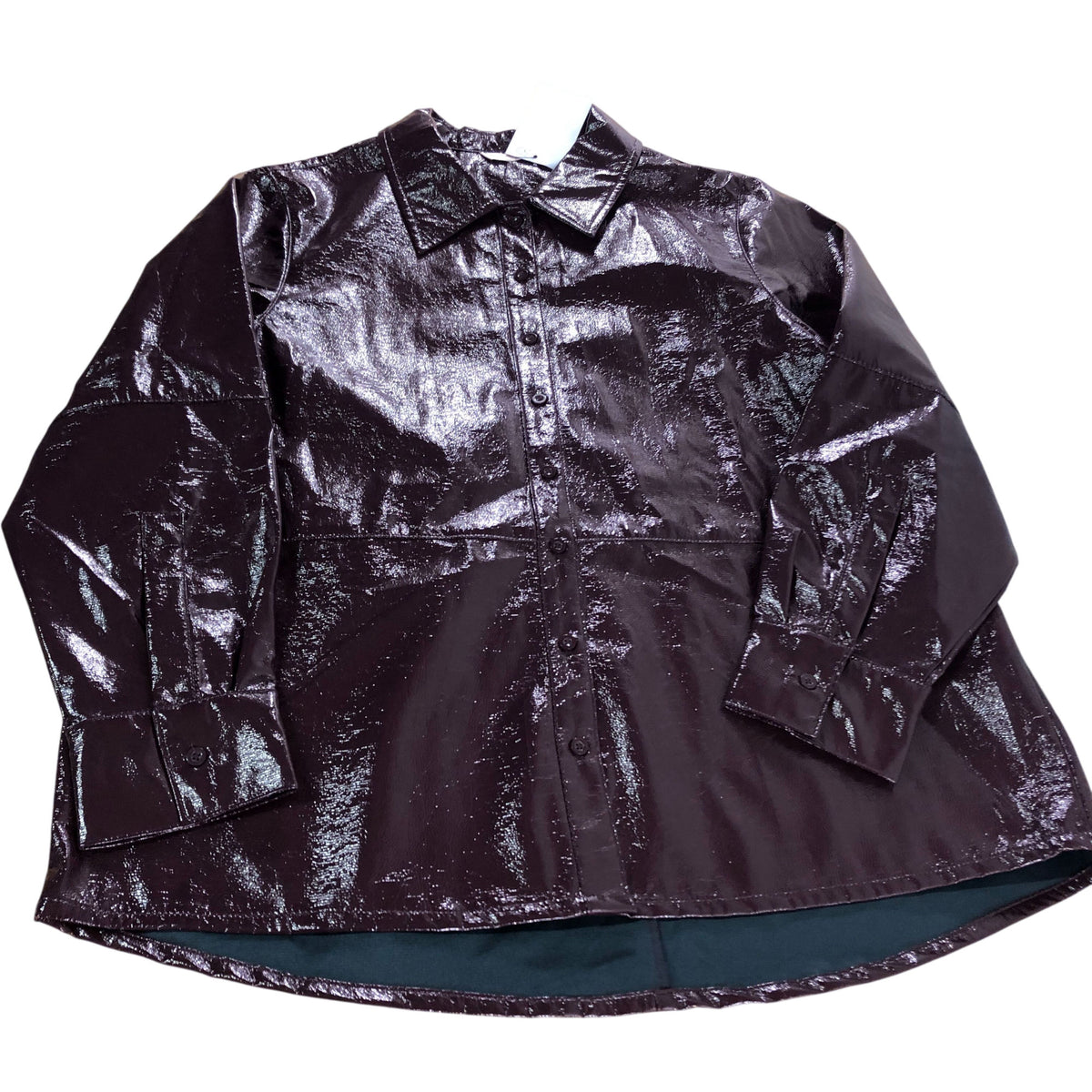 Size 20 Women's Shiny Long Sleeve Burgundy Button Front Shirt