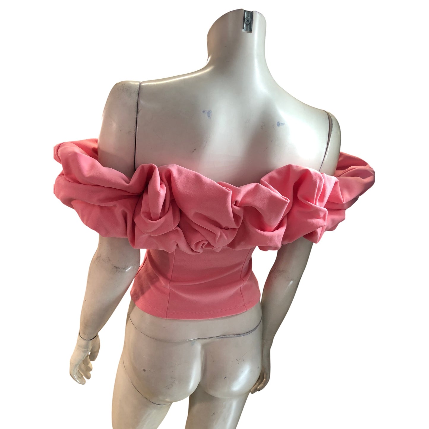 River Island Pink Puff Sleeve Top UK8 Women's Stylish Off Shoulder Fashion