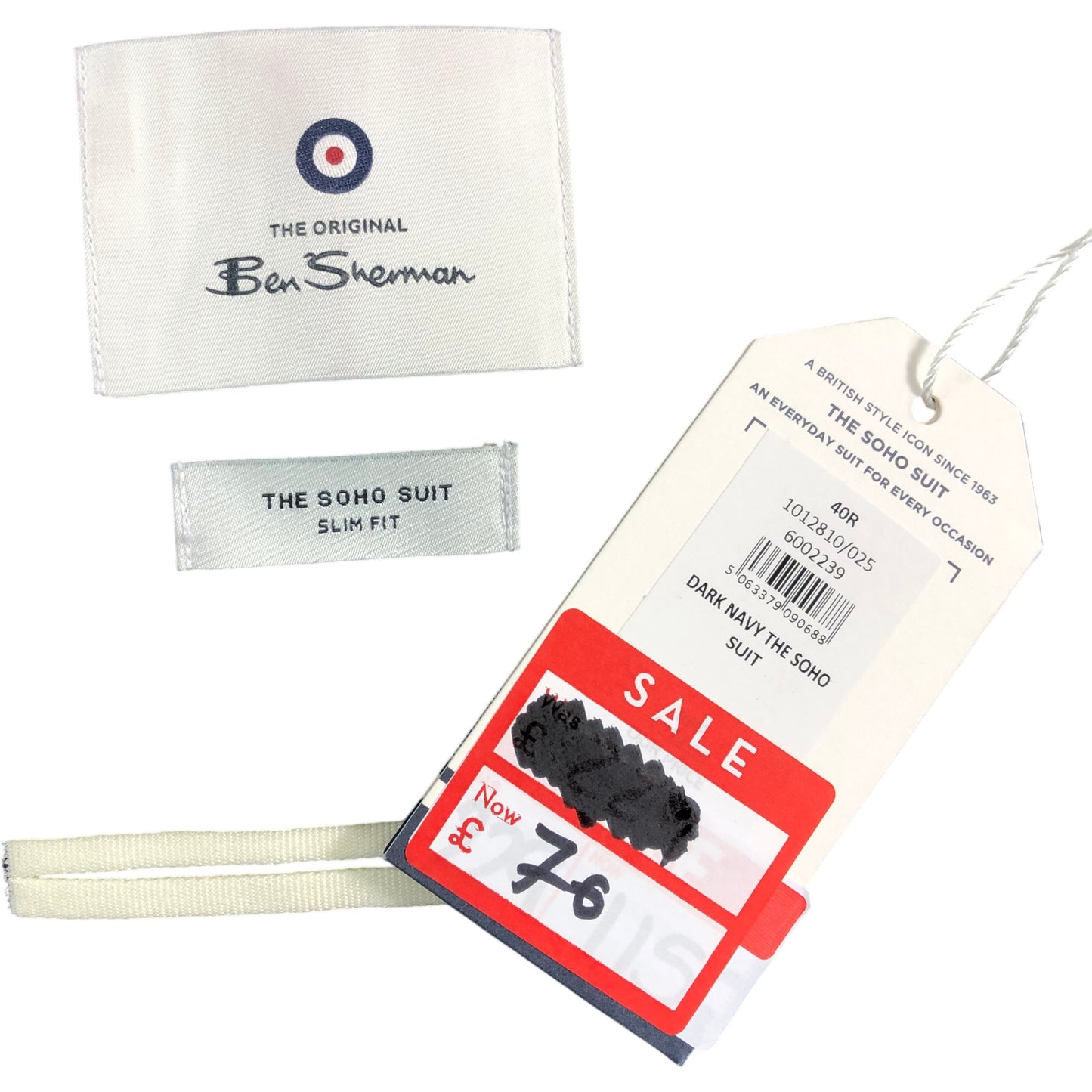 Ben Sherman The Soho Suit 40R Slim Fit Dark Navy Blazer Men's Stylish Jacket