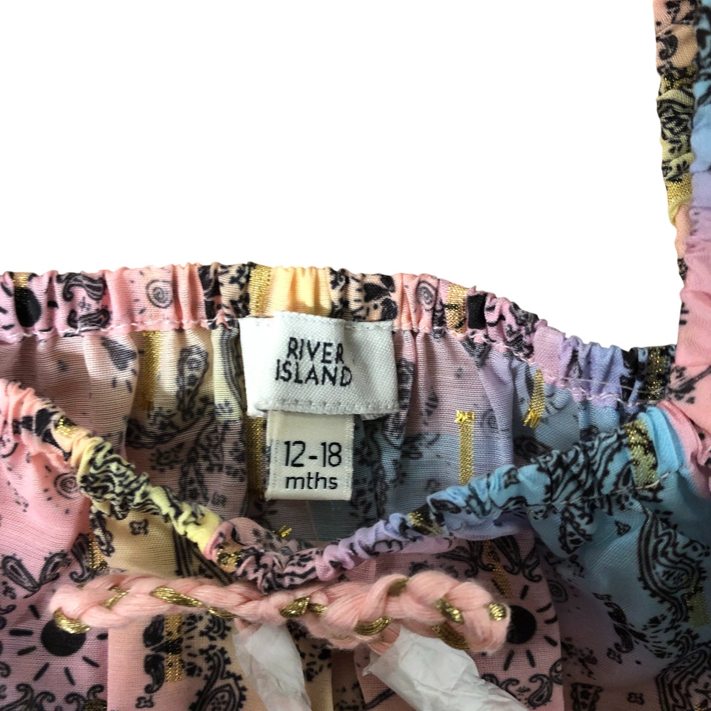 River Island Girls Top 12-18 Months Pink Patterned Short Sleeve Blouse