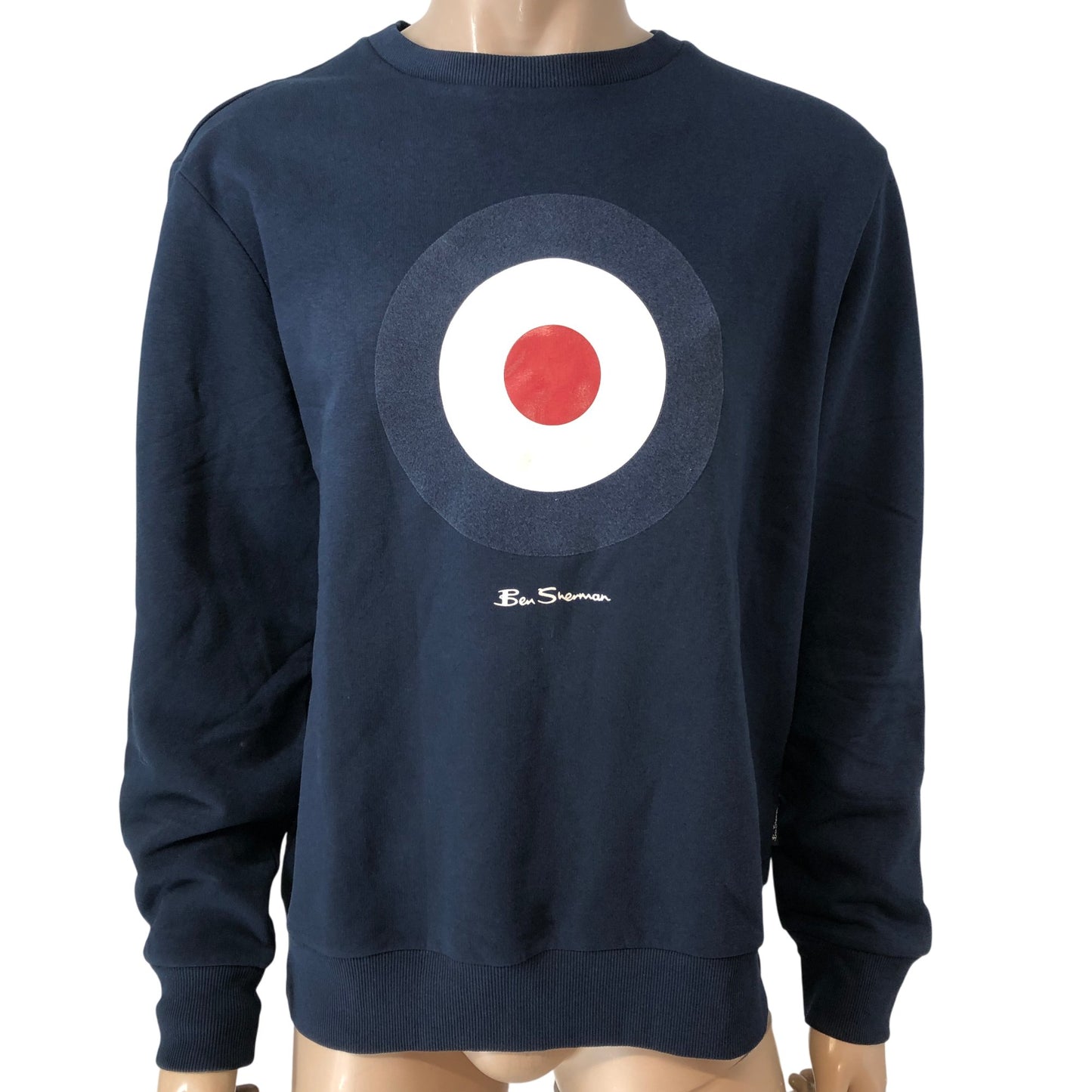Ben Sherman Large Mens Dark Navy Flock Target Sweatshirt Casual Wear