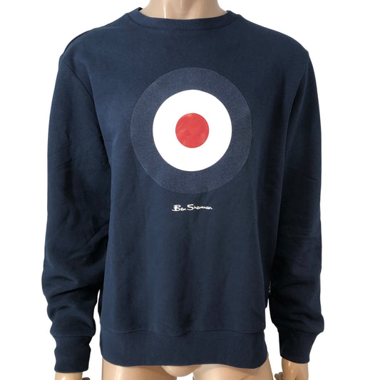 Ben Sherman Large Mens Dark Navy Flock Target Sweatshirt Casual Wear