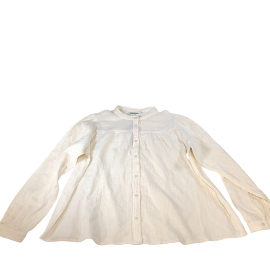 Lollys Laundry Nicky Shirt S Women's Long Sleeve Cotton Crepe Blouse Cream