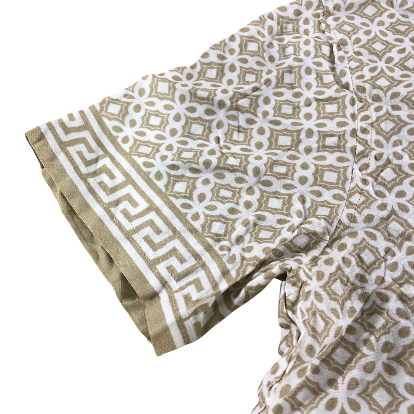 Avant Garde Dark Taupe Patterned Short Sleeve Shirt - Size Large