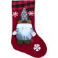 Christmas Stocking Gnome Design Red Plaid 18"