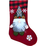 Christmas Stocking Gnome Design Red Plaid 18"