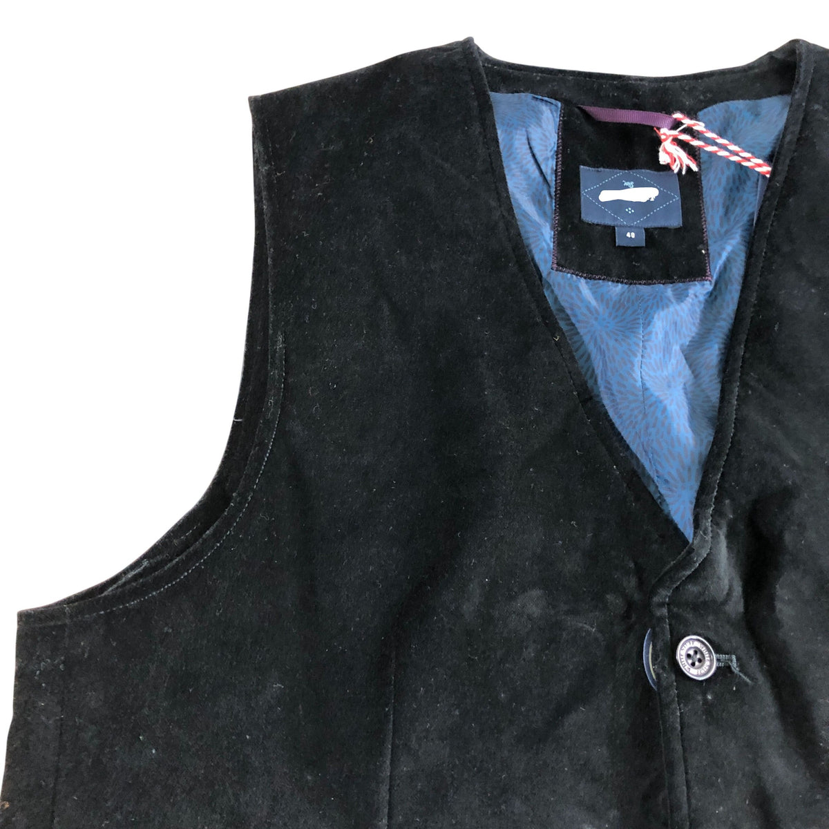 Velvet Waistcoat Size 40 Pure Black Men's
