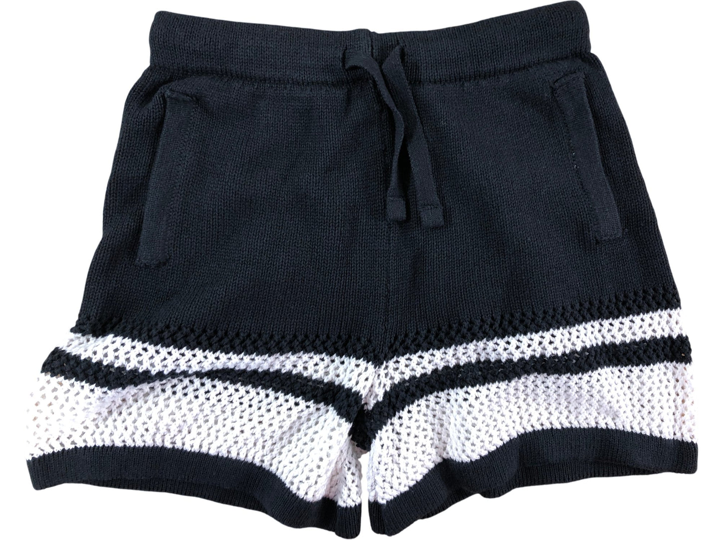 River Island Boys 7 8 Years Black Shorts Knitted Style White Stripes