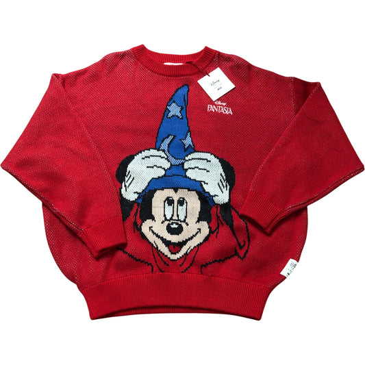 MUS Fantasia Mickey Mouse Sweater Free One Size Red Graphic Knit Jumper