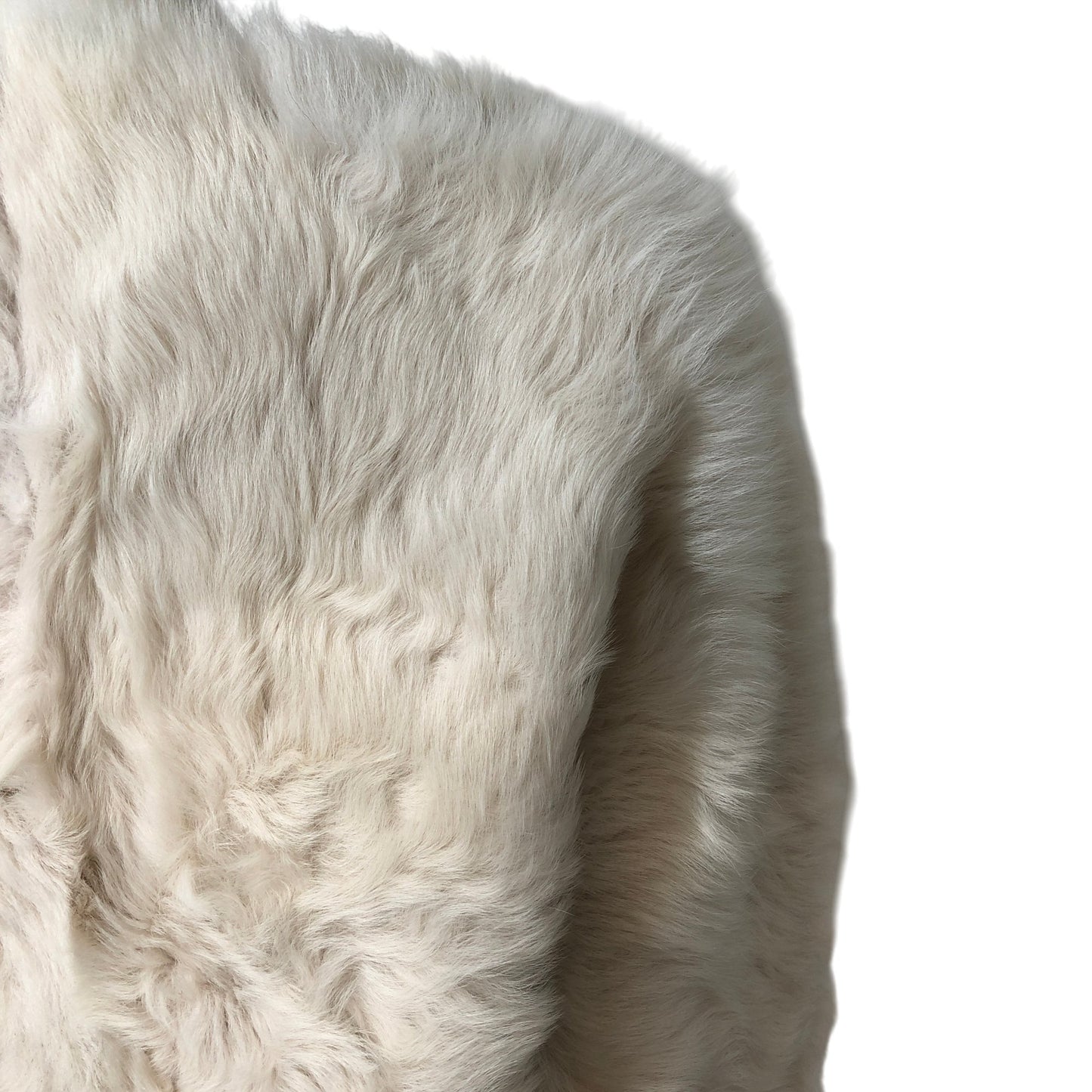 Curly Sheepskin Short Coat M/L Women's Ivory Thick Warm Furry Outerwear