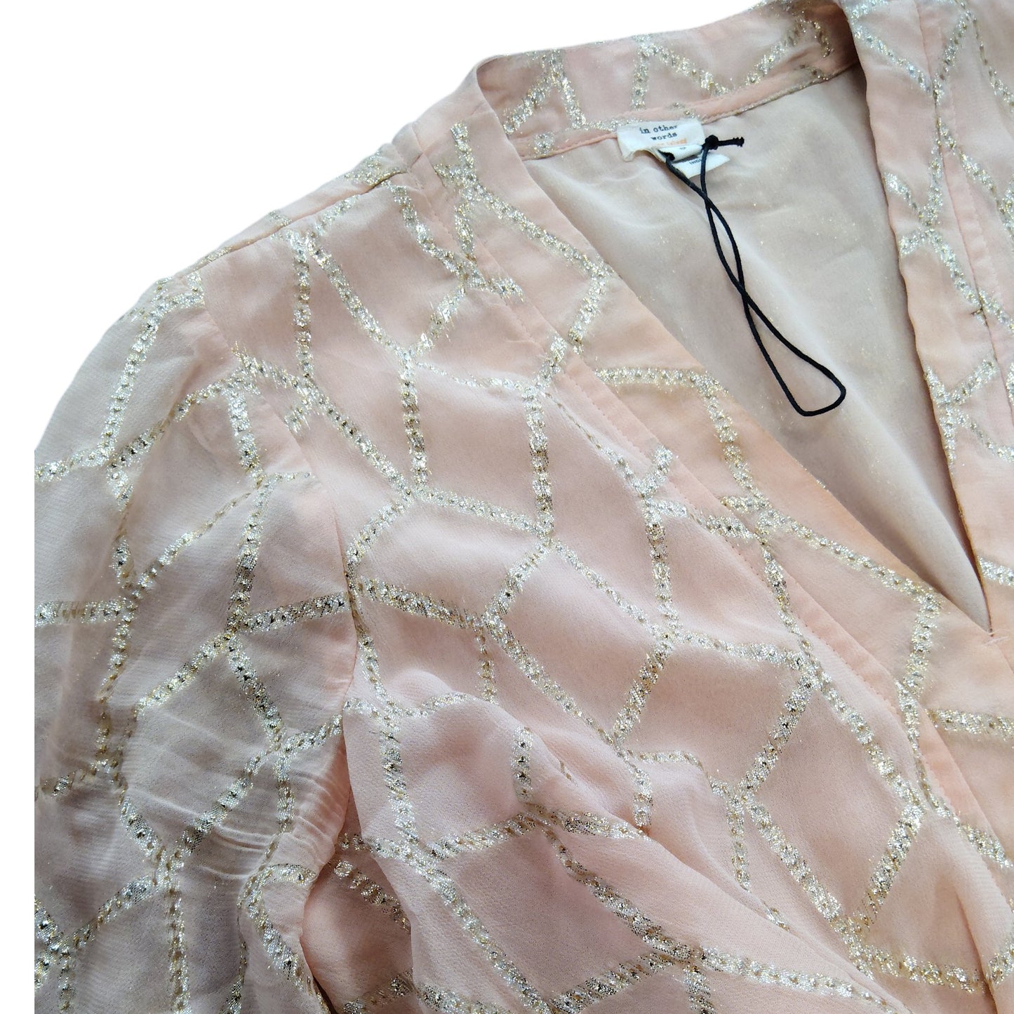 River Island Long Sleeve Dress UK8 Women's Pink Embellished V Neck Party Gown