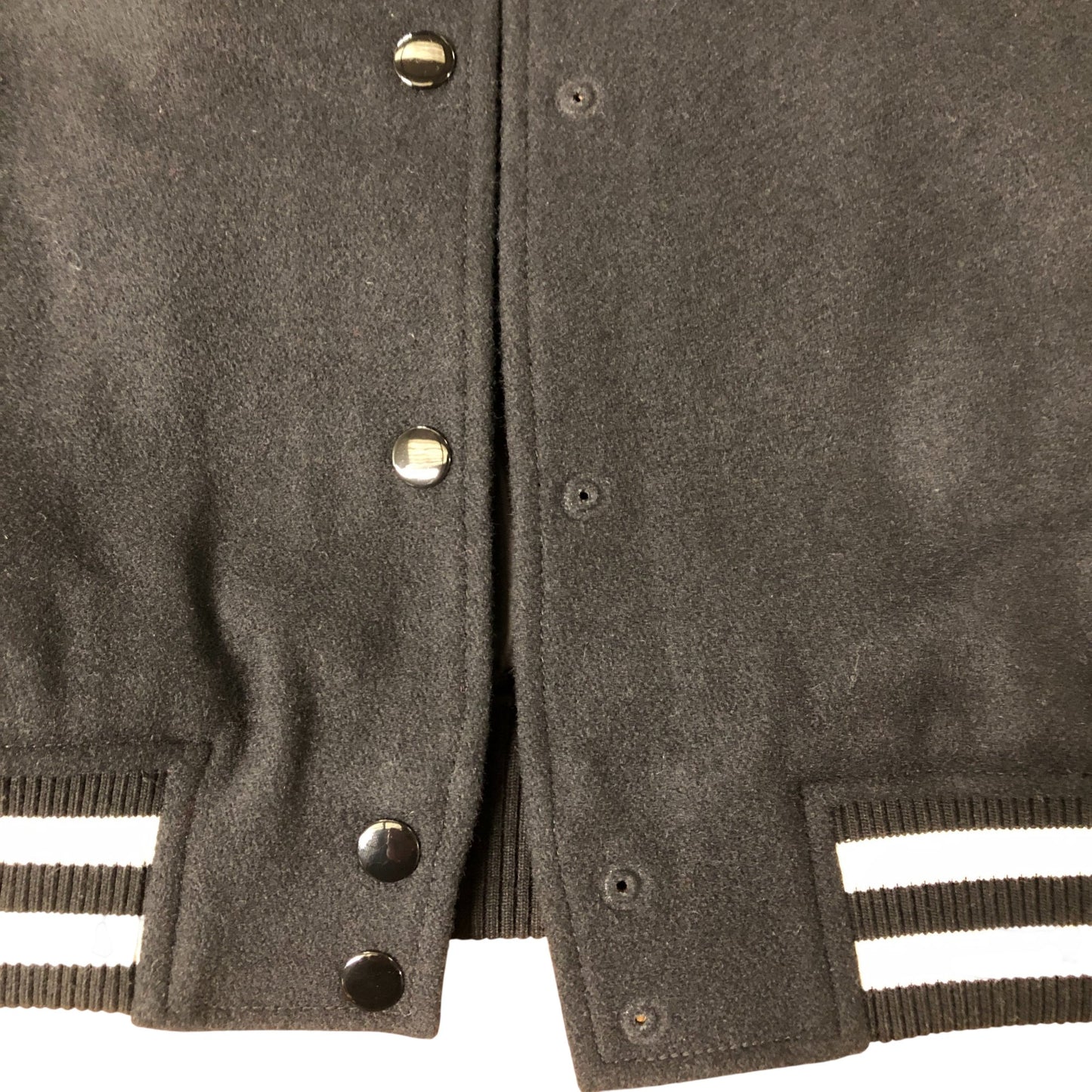 Branded Varsity Jacket Black Leather Look Sleeves Style Casual UK8