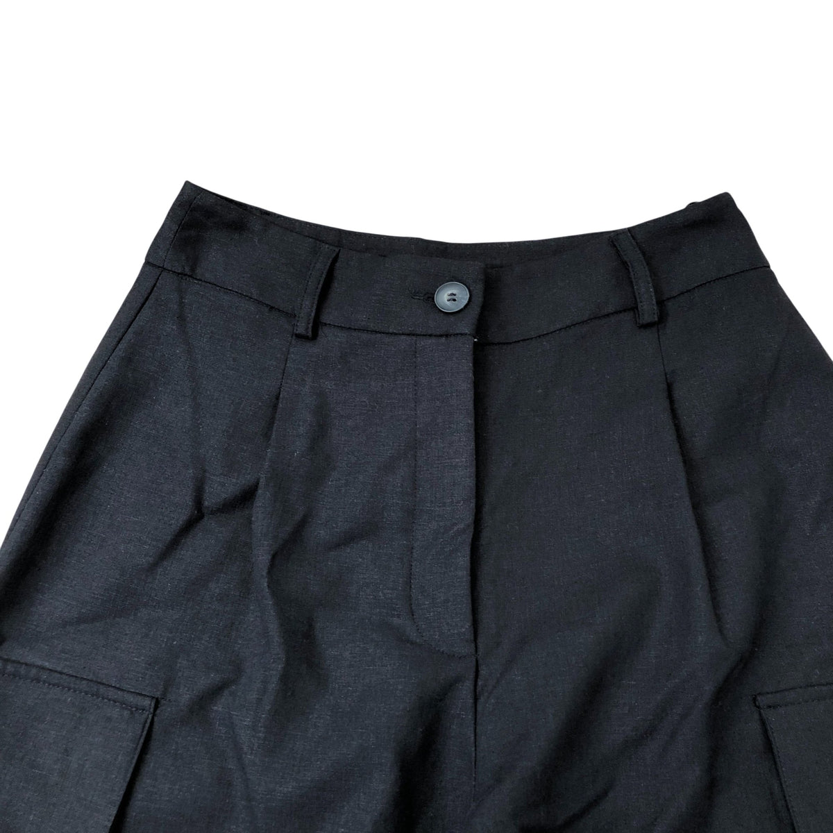 River Island Cargo Trousers Women's Black Wide Leg Casual Pants Size 8
