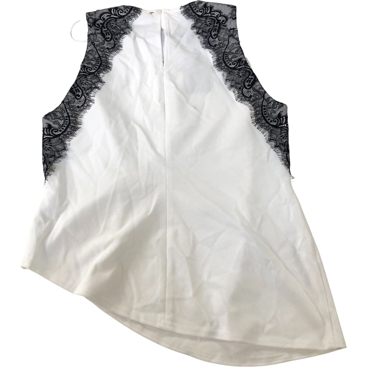 River Island Sleeveless Lace Trim Top Women's Elegant White Black Medium
