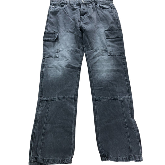 Brave Soul Cargo Trousers Men's Grey Denim Studio Style Comfortable Fit 36L 38W