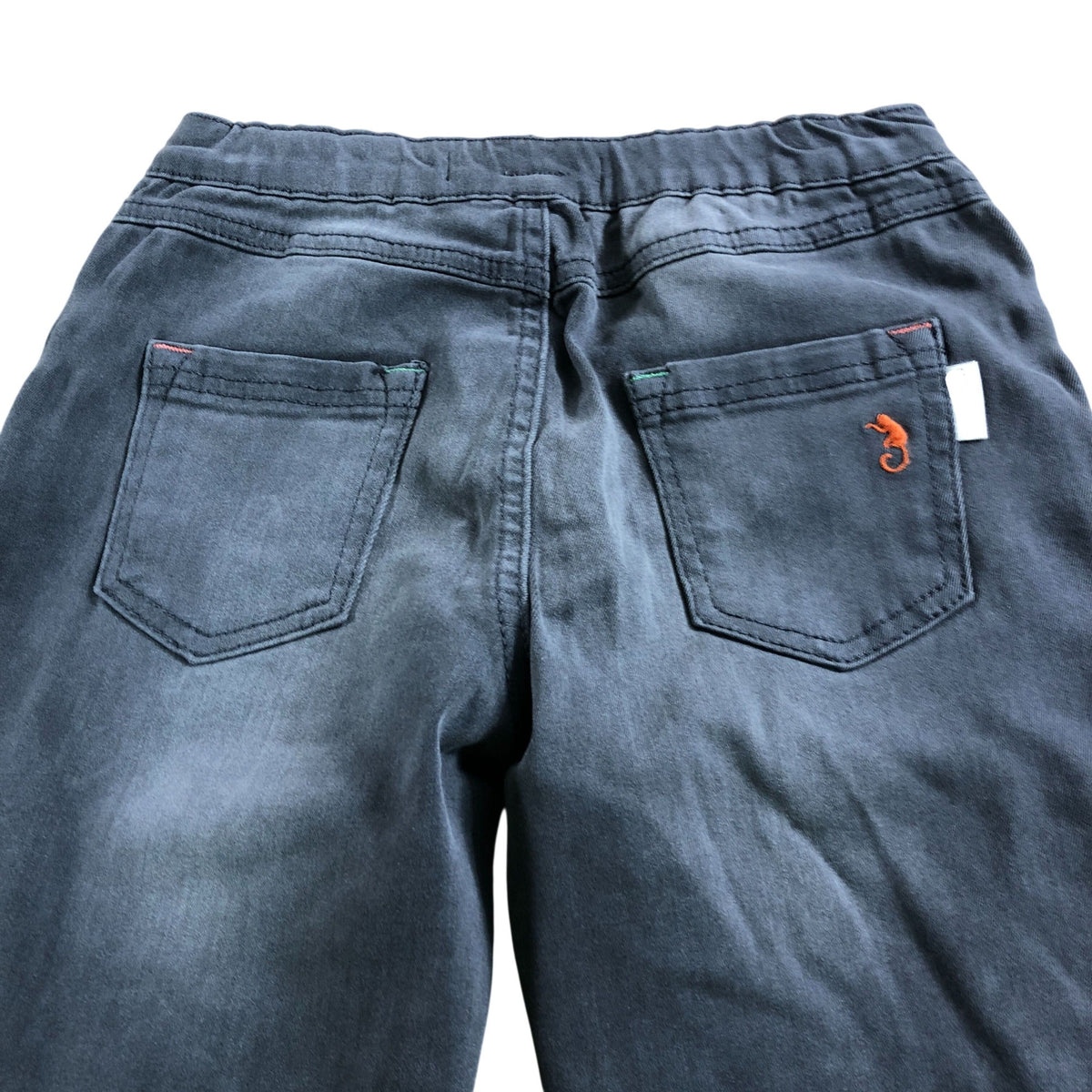 Kids' Charcoal Grey Elastic Waist Jeans Size 7-8 Years Soft Stretch Casual Wear