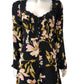 River Island Floral Dress UK8 Women's Black Yellow Pink Long Sleeve Lace
