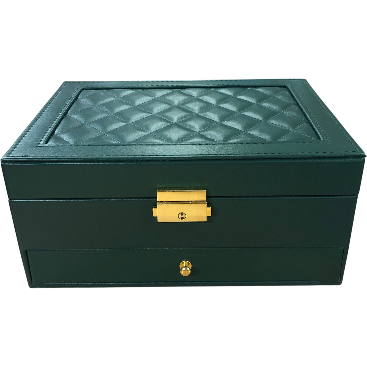 Jewellery Box Dark Green Organiser For Rings Necklaces Bracelets