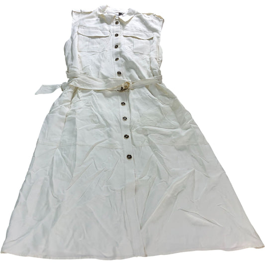 River Island Shirt Dress UK16 Women's Button Front Sleeveless White