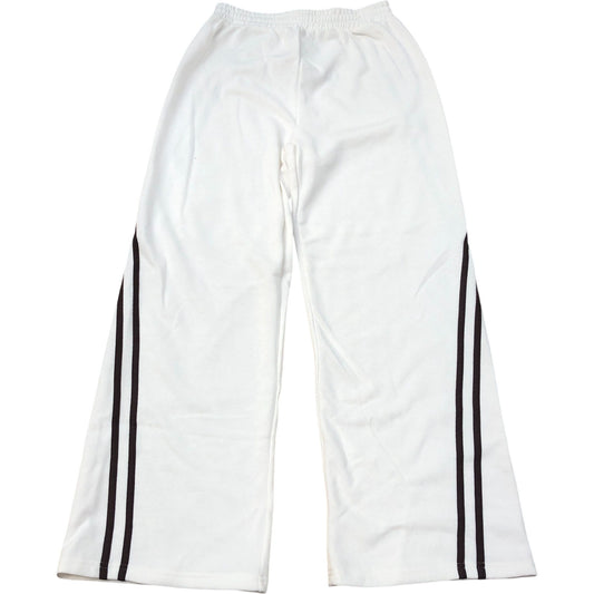 Kids Track Pants White Sports Trousers With Black Stripes