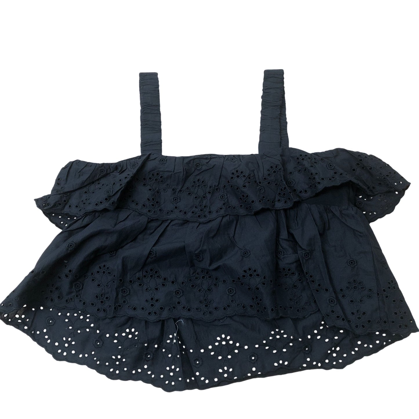 River Island Black Embroidered Crop Top Adjustable Straps UK12