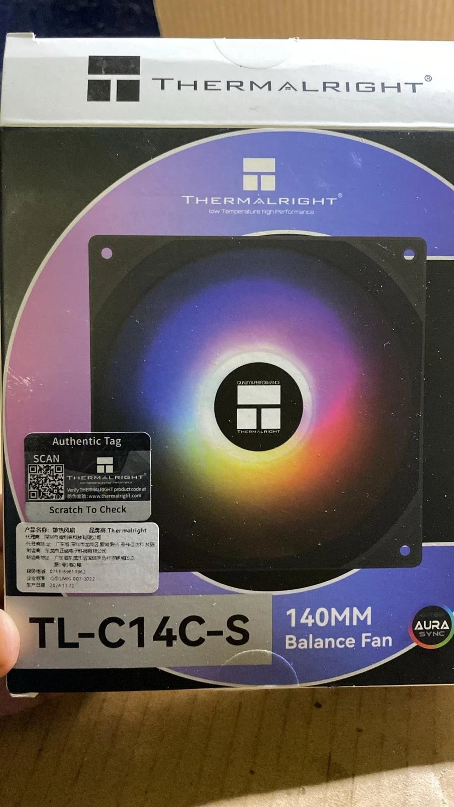 THERMALRIGHT TL-C14C-S 140mm Balance Performance RGB Case Fan Silent Low Noise