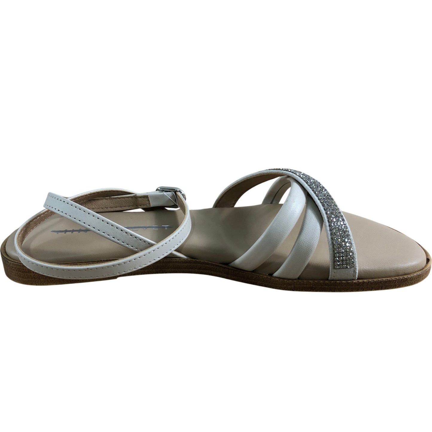 Strappy Sandals Size 4 Women's White Glitter Detail Summer