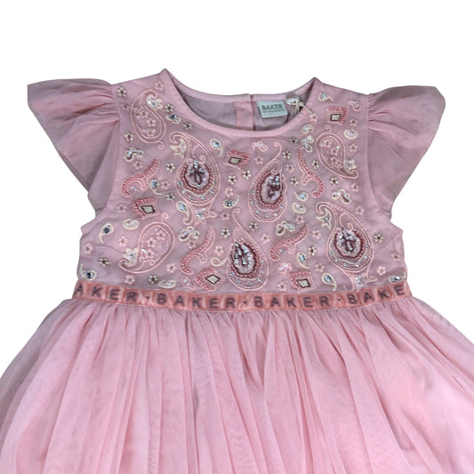 Baker By Ted Baker Girls Dress Age 8 Years Pink Embellished Tulle Party