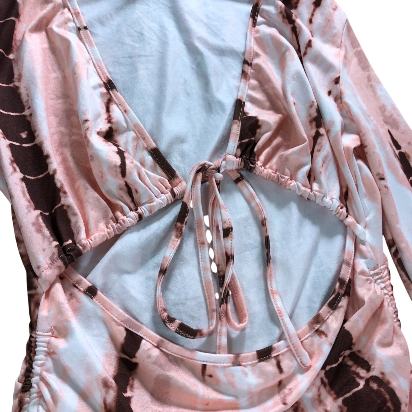 Shein Long Sleeve Cut Out Dress Women's Pink Tie Dye Detail XS