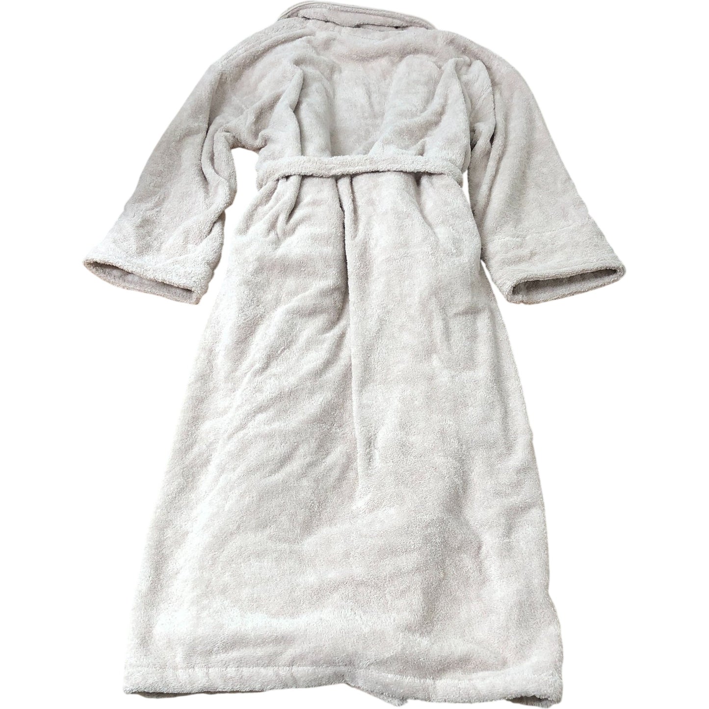 Beige Organic Cotton Bathrobe Soft Fleece Size S