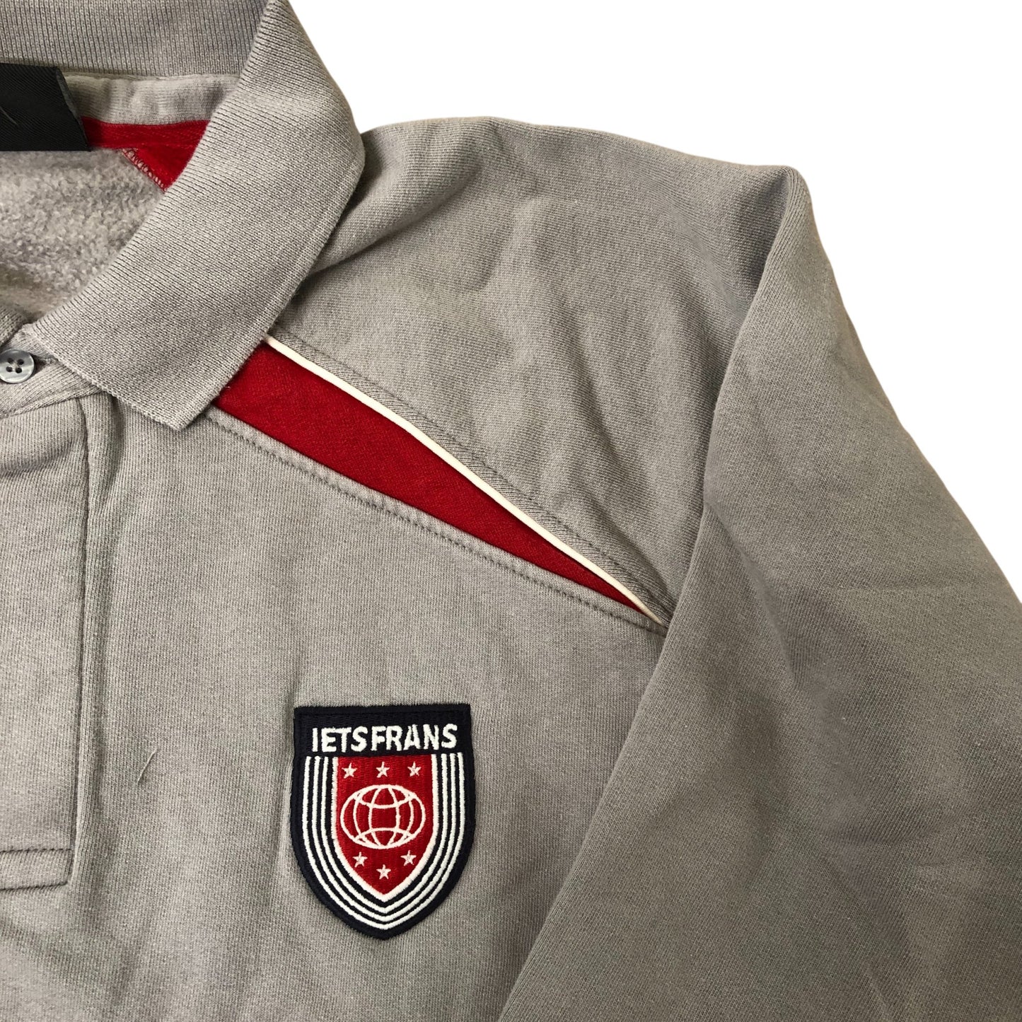 IETS FRANS Pullover Collared Sweatshirt Grey Red Cotton Size Small