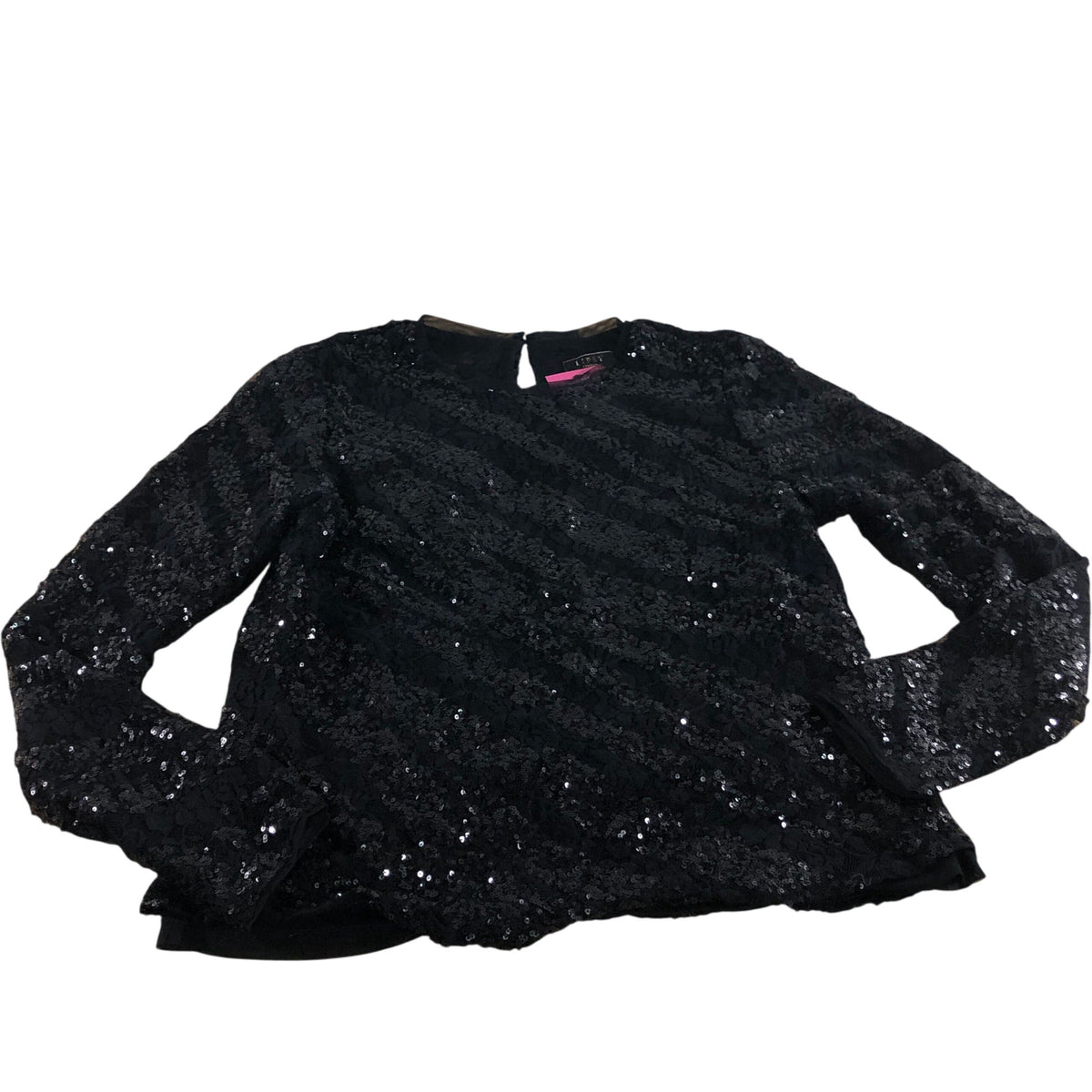 Lipsy London Black Sequin Top UK16 Women's Long Sleeve Party Wear