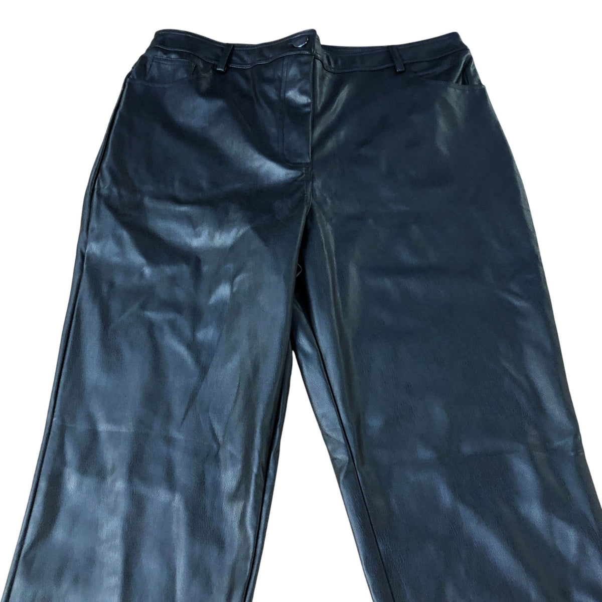 Black Faux Leather Trousers Women's Slim Fit Stylish Design UK14