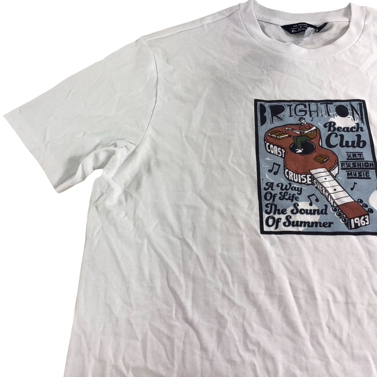 Ben Sherman Brighton Beach Club T-Shirt White 1963 Size Large