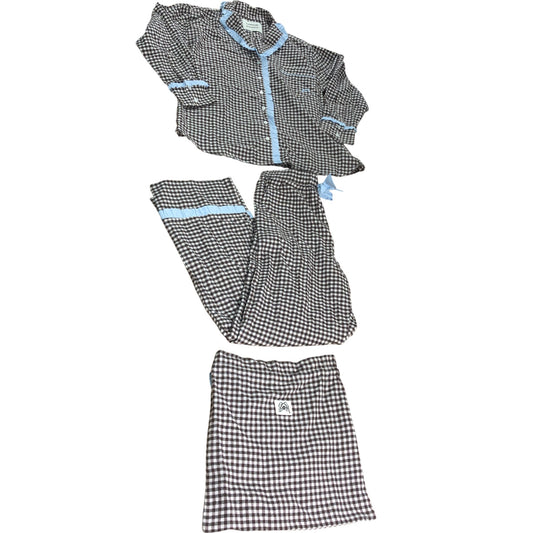 DAMSON MADDER Size 8 Women's Brown Check Nightwear Pajamas Set Cotton